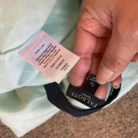 Talbots 100% Linen V Neck Tunic Top Blouse Pullover Women Size SP - Picture 4 of 5